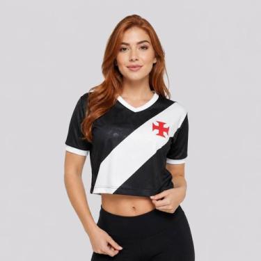 Imagem de Cropped Vasco Carisma Feminino Preto - Braziline, G