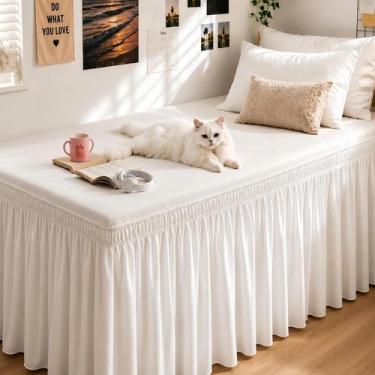 Imagem de Saia para Cama Vocander Twin XL com Queda de 81 cm Microfibra Branca