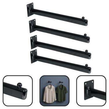 Imagem de Kit 4 Arara De Parede Cabideiro Com Esfera Reta 33cm Preto - Instaloja