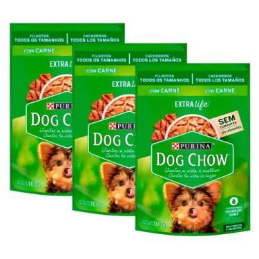 Imagem de Kit 3 Ração Úmida para Cachorro Dog Chow Filhotes Extra Life Sabor Car