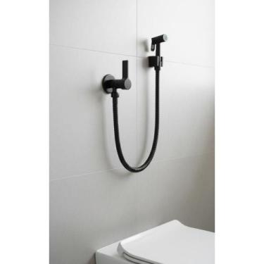 Imagem de Ducha Higiênica Completa Preta Fosco Quadrada c/ Suporte - Congratulat