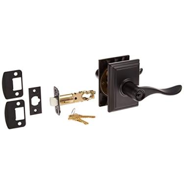 Imagem de Schlage Maçaneta de porta Lock Company F51ALAT716GRW Latitude com chave de entrada F51A à prova de pânico com bronze envelhecido verde