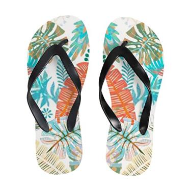 Imagem de Chinelo feminino colorido Paisley elementos étnicos indianos fino sandálias de praia leves de verão para mulheres e homens chinelos de viagem, Multicor, 8-9 Narrow Women/6.5-7 Narrow Men