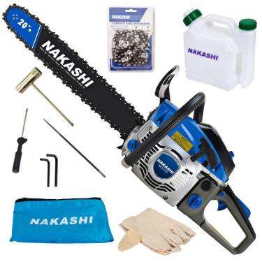 Imagem de Motosserra À Combustão Nakashi NCS-550 Profissional 54,6cc 2 Tempos Com Sistema de Lubrificação da Corrente de 78 Elos Para uso Agropecuário