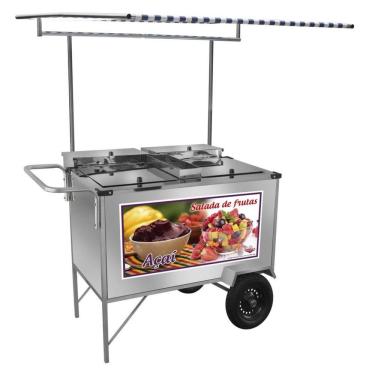 Imagem de Carrinho de Salada de Frutas e Açai Luxo com Rodas Pneumáticas e Toldo - Cefaz