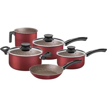 Imagem de Jogo de Panelas Tramontina Paris Texture 5 Pç Vermelho