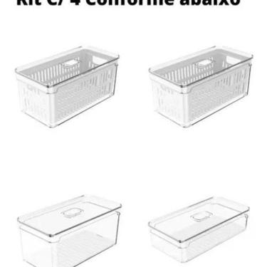 Imagem de Kit 4 Caixa Organizadora Geladeira Frutas Verduras Legumes