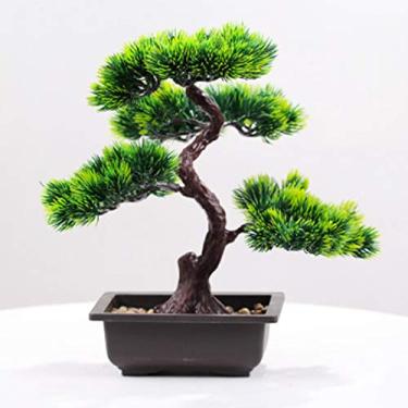 Imagem de Plantas Artificiais Bonsai Pinheiro, Ornamento de Planta em Vaso Bonsai de Plástico Simulação Bonsai DIY Decorativo Bonsai Mesa Exibição Árvore Falsa Sala de Estar Decoração de Jardim