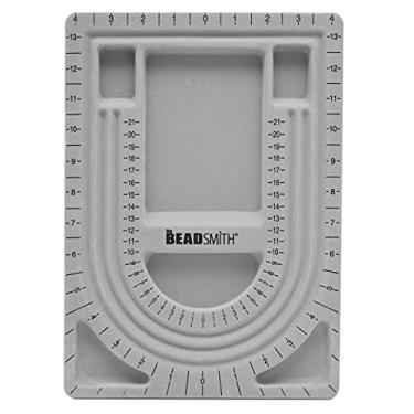 Imagem de The Beadsmith Quadro de contas, flocado cinza, 3 canais em forma de U, 6 compartimentos embutidos, 24 x 33 cm, quadros de design para criar pulseiras, colares e outras joias