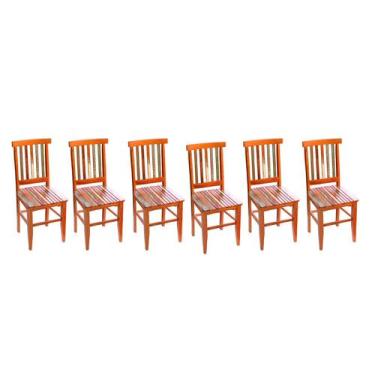 Imagem de Conjunto 6 Cadeiras Mineira Madeira De Demolição Com Pátina - Móveis B
