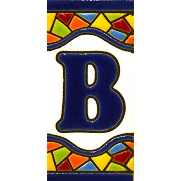 Imagem de Letras de casa 7,6 cm. Peças de letras de casa pintadas à mão para placas, endereços e nomes. Números de endereço para casas. Números de endereço de casa e letras. Design Mosaico Mini 7,3 cm x 3,5 cm (letra B)