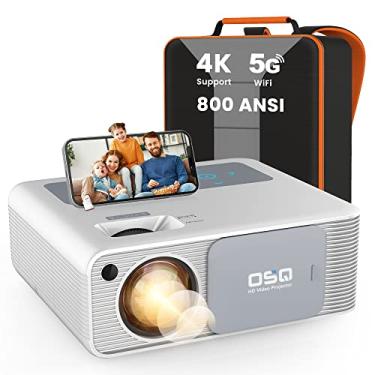 Imagem de Projetor 5G WiFi 1080P compatível com 4K – OSQ 800 ANSI HD Filme externo com Bluetooth, 4P e ± 50° Keystone, Zoom 50%, 300" Suporte de vídeo de cinema em casa PPT, PS4, TV Stick, laptop,