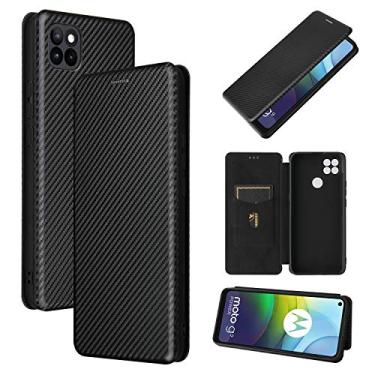 Imagem de YUNCHAO Caixa de telefone Para Motorola Moto G9 Power Carbon Fiber Texture Magnetic Horizontal Flip TPU + PC + Capa de Couro PU com Slot para Cartão capa para celular