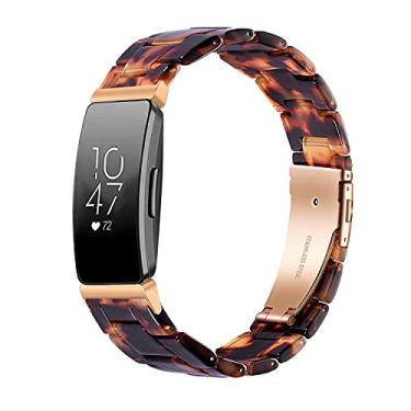Imagem de iLVANYA Compatível com Fitbit Inspire 2/Inspire HR / Inspire Bands Women Grils, pulseiras de substituição elegantes de resina para pulseira ajustável para Fitbit Inspire Accssorises (pedra de tartaruga)