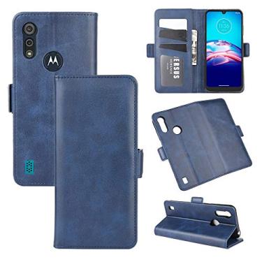 Imagem de HONGYAN Capa de telefone Para Motorola Moto E6s dupla-face fivela magnética horizontal flip estojo de couro com suporte e slots de cartão e carteira Capa protetora