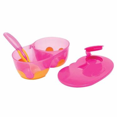 Imagem de Kit Refeição Infantil com Divisória - Bowl e Colher - 320ml - Rosa - Buba