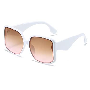 Imagem de Óculos de Sol Quadrado Moda Mulheres Homens Lentes Gradientes PC Armação Leopardo Estilo Casual Vintage Óculos de Sol UV400,C6, Tamanho Único