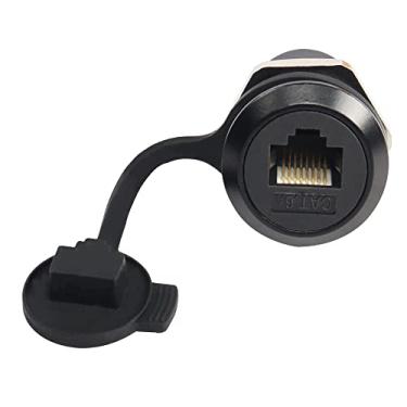 Imagem de QIANRENON Acoplador de montagem em painel blindado RJ45, conector de passagem fêmea para fêmea Cat6A, adaptador de interface de extensão de anteparo Ethernet RJ45 500MHz com capa à prova d'água