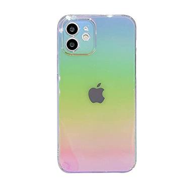 Imagem de Capa de telefone gradiente arco-íris para iphone 13 12 11 pro max x xr xs max 7 8 plus mini se aurora transparente hard pc capa traseira, para iphone13