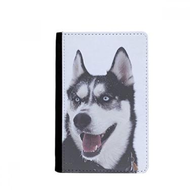 Imagem de Porta-passaporte com foto de cachorro grande Snow Husky Notecase Burse carteira capa para cartão, Multicolorido.