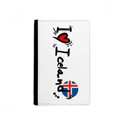 Imagem de I Love Iceland Word Flag Love Heart Illustration Passport Holder Notecase Burse Wallet Cover Card Purse, Multicolor
