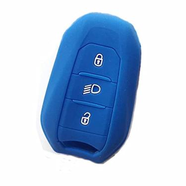 Imagem de YJADHU Capa de chave de carro de silicone para controle remoto inteligente, apto para Peugeot 208 5008 308 408 508 3008 4008 Ds5 Ds6 Ds3 Citroen C4 C5 X7, azul