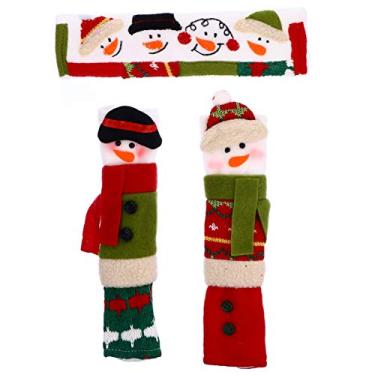 Imagem de 3 Pecas Natal Decoração De Geladeira Protetores De Alça De Geladeira Luva Maçaneta Porta Geladeira Protetor De Alça De Máquina De Lavar Louça Pano Tampa Do Punho Desenho Animado