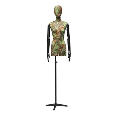 Imagem de Female Mannequin Torso Corpo de torso de manequim feminino, manequins de meio corpo de altura ajustável com braços de madeira, adereços de modelo de loja de noivas para exibição realista de roupas (C