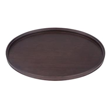 Imagem de Bandeja de servir, bandeja de cor de nogueira, bandeja redonda de madeira multiuso, decorativa, bandeja de servir chá, bandeja de comida de cozinha para servir bebidas, comida para casa, loja, café