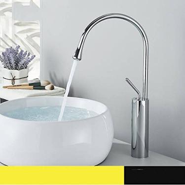 Imagem de Torneira de banheiro de ouro escovado monocomando 360 bica de latão quente e fria torneira de pia de água para cozinha, altura cromada