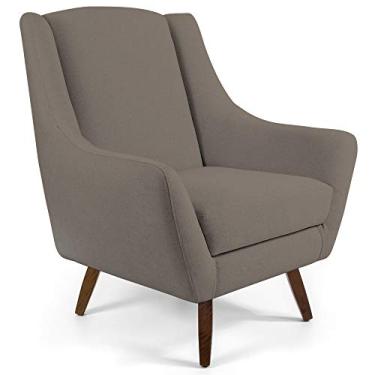 Imagem de Poltrona Decorativa Fixa Pés de Madeira Juliet D02 Veludo Bege Escuro C-68 - Lyam Decor