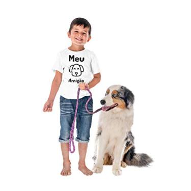 Imagem de Camiseta infantil Dog Cachorro meu amigão frase Branca Tamanho 04