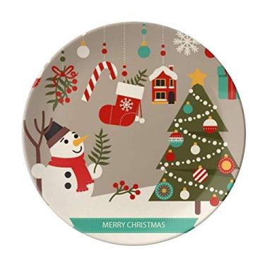 Imagem de Luvas de Natal para árvore de boneco de neve prato decorativo de porcelana salver louça de jantar
