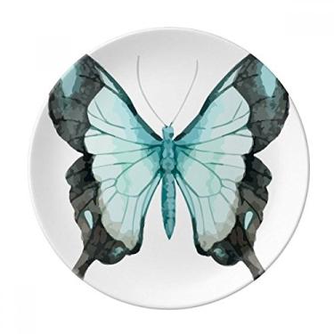 Imagem de Prato decorativo de porcelana Salver de borboleta com asas azuis para jantar