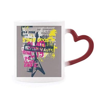 Imagem de Caneca Graffiti Street Culture colorida com estampa de guitarra sensível ao calor Caneca vermelha que muda de cor