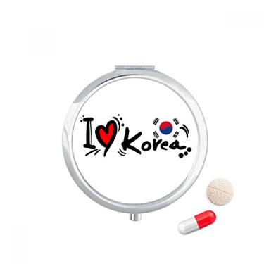 Imagem de I Love Korea Palavra Bandeira Love Heart Illustration Pill Case Pocket Medicine Storage Box Dispenser Recipiente