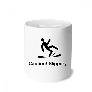 Imagem de DIYthinker Caution Slippery Black Symbol caixa de dinheiro caixa de cerâmica porta-moedas presente de cofrinho