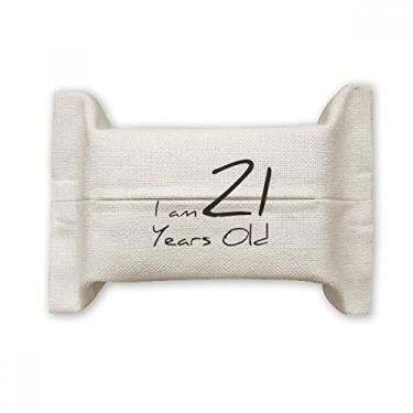 Imagem de Bolsa de linho de algodão para lenços faciais I am 21 Years Old Age Young