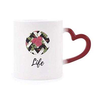 Imagem de Caneca vermelha rosa desenho planta sensível ao calor caneca grés muda de cor vermelha
