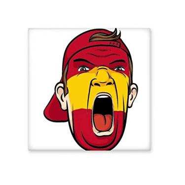 Imagem de Bandeira da Espanha maquiagem cabeça gritando cerâmica azulejo brilhante decalque pedra adornada tijolo vitrificado