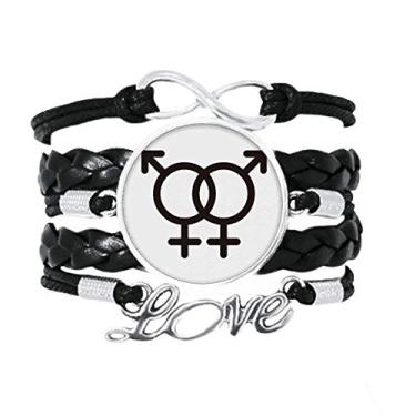 Imagem de OFFbb-USA Identifying Rainbow Iquality Pulseira de distinção de números duplos Love Acessório de couro torcido para presente