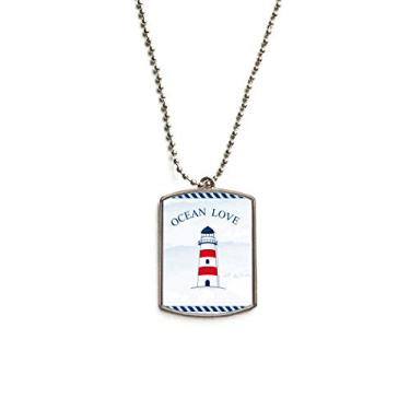 Imagem de DIYthinker Lighthouse Colar para animais de estimação com pingente de corrente de aço inoxidável azul