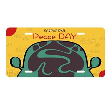 Imagem de DIYthinker Placa de licença com contorno de sorvete de cereja preta para decoração de carro Dia da Paz