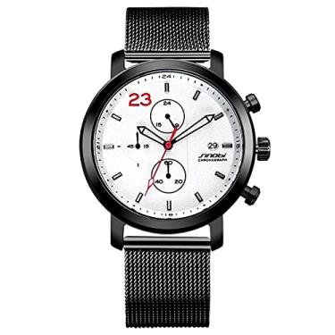 Imagem de Relógio de Pulso Masculino Sinobi Relógio de Quartzo Aço Inoxidável Milanês À Prova D'agua (C3)