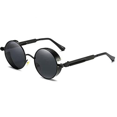 Imagem de Óculos de Sol Masculino EZREAL Retrô Steampunk Oculos de Sol Unissex com Proteção Uv400 Polarizados (C4)