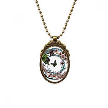 Imagem de DIYthinker Chaveiro com pingente de contas vintage com padrão de lótus da Carp Sakura