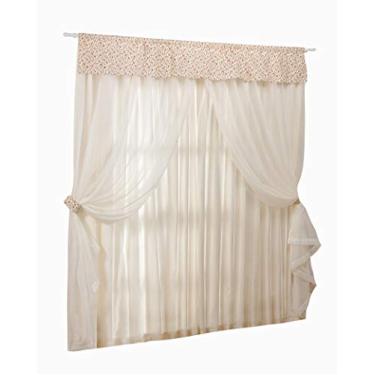 Imagem de Cortina Bibi 2M, Mellindre, Tecido: Percal 150 Fios 100% Algodão.Estampado Tricoline 67% Poliéster 33%Algodão, Voil: 100% Poliéster., Palha/Vermelho king, Sofisticata 2018-2217