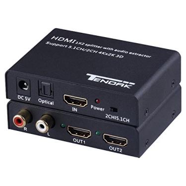 Imagem de Tendak 1X2 4K HDMI Splitter com HDMI Audio Extractor + Optical and R/L Audio Output Powered Splitter 1 In 2 Out Distribuidor de sinal Suporte 3D para PS4 Xbox One DVD Blu-ray Player HD TV Projetor