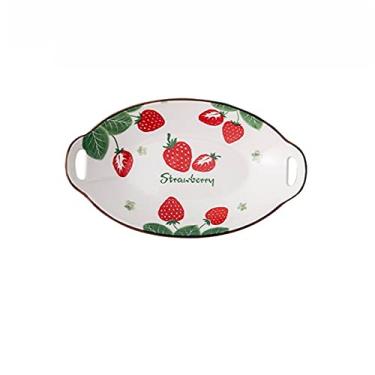 Imagem de GUIPAIHAI Tigela e prato de cerâmica estilo desenho japonês pintado à mão com padrão bonito de arroz doméstico e macarrão para mesa (Tamanho : Estilo E/16 cm27,5 cm5 cm)