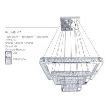 Imagem de Lustre Pendente D62x40x20xh5cm 78w Cristal K9 C/r